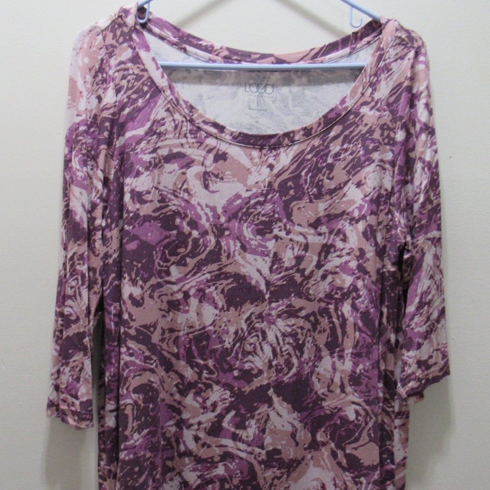 LOGO by Lori Goldstein Abstract Floral Print Top